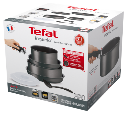 Набор посуды Tefal Ingenio Performance, L6859402 8 пр. черный Набор посуды Tefal Ingenio Performance, L6859402 8 пр. черный