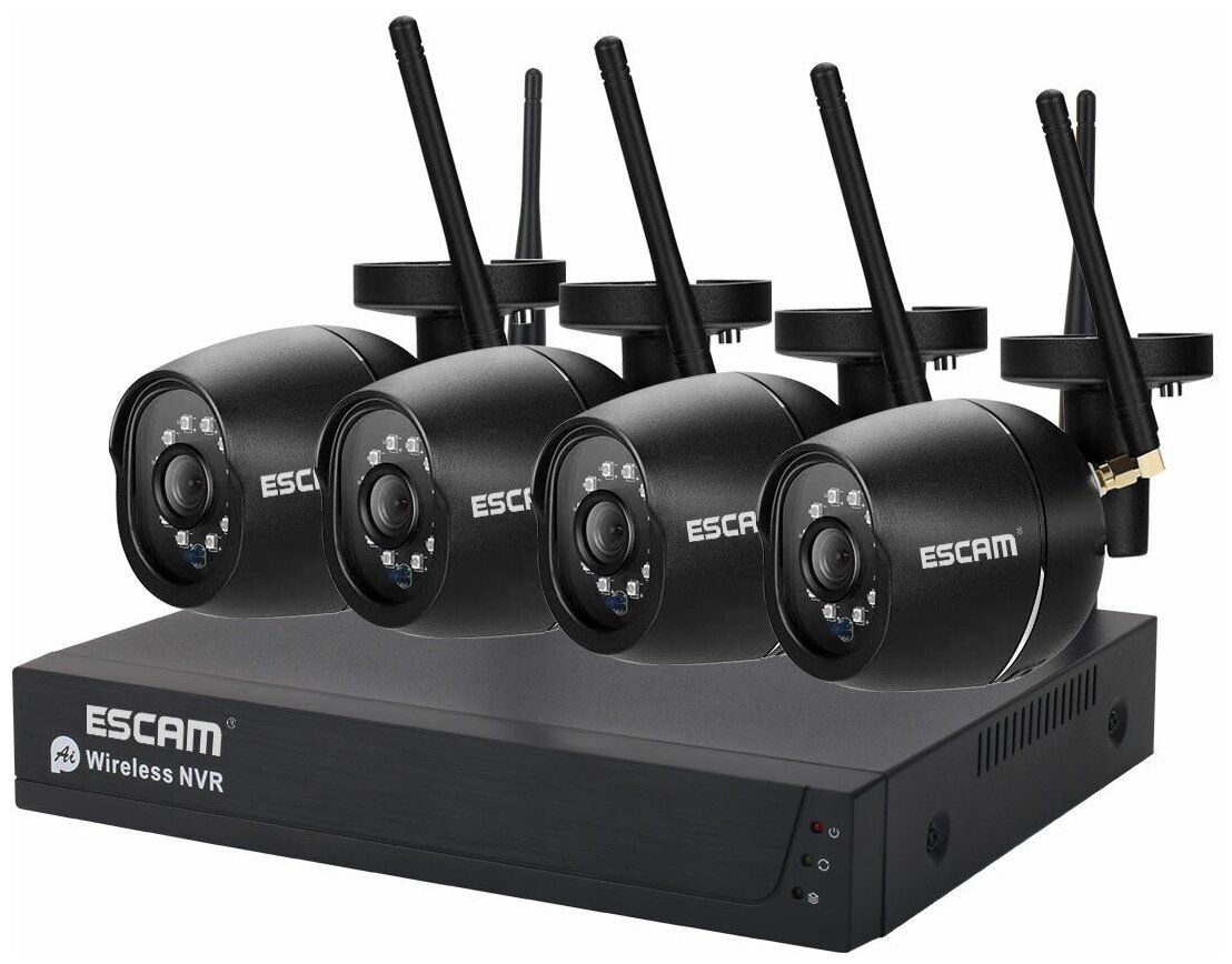 IP NVR Камеры видеонаблюдения 4 шт. ESCAM EYE-204 ночного видения с датчиком  движения купить в Москве, СПб, Новосибирске по низкой цене