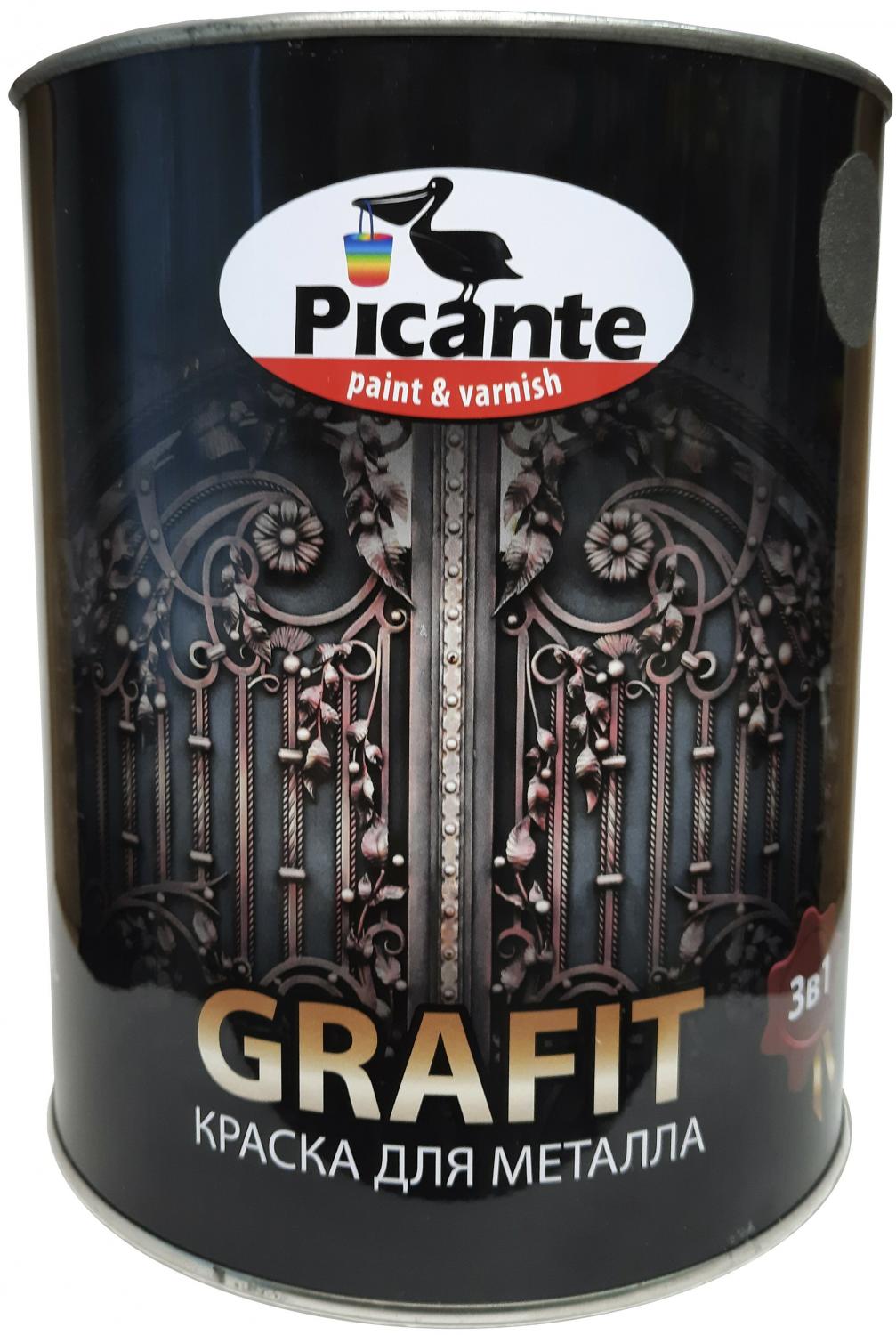 Краска акриловая Picante GRAFIT для металла влагостойкая матовая 1770 черный  0.75 кг купить в Москве, СПб, Новосибирске по низкой цене