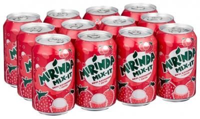 Газированный напиток Mirinda Mix-It Клубника-Личи, 0.33 л, 12 шт.