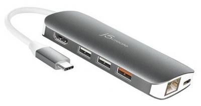 Мульти-переходник j5create j5create USB-C с HDMI / VGA / Ethernet / USB Type-A 3.1 / PD 3.0 / Картридером.