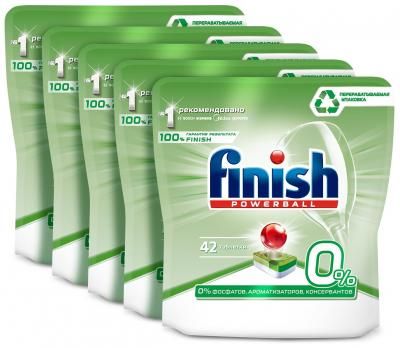 Таблетки для посудомоечной машины Finish Green 0% фосфатов таблетки, 210 шт. в 5 уп., дой-пак