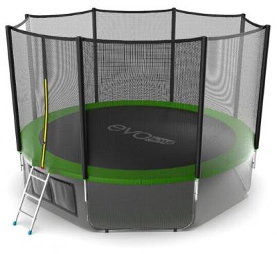 Батут EVO JUMP External 12ft (Green) + Lower net с внешней сеткой и лестницей, диаметр 12ft (зеленый) + нижняя сеть