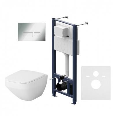 AM.PM Комплект унитаза с инсталляцией AM.PM Inspire V2.0 FlashClean IS47051.50A1700 с сиденьем Микролифт и клавишей смыва Хром