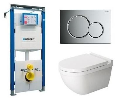 Duravit Инсталляция Geberit с безободковым унитазом Starck 3 Rimless 45270900A1, сиденье микролифт к