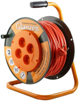 Удлинитель силовой на катушке GLANZEN 4 гн. ПВС 2х1,5 арт. EB-50-006