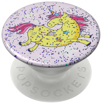 Подставка PopSockets 800330 Glitter Jumping Unicorn Yellow