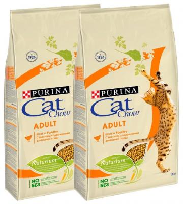 Сухой корм для кошек CAT CHOW с курицей 2шт. х 15 кг