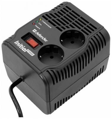 Стабилизатор напряжения однофазный Defender AVR Initial 1000 (0.32 кВт) черный