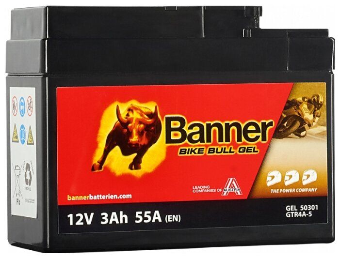 Мото аккумулятор Banner Bike Bull GEL 503 01 / GTR4A-5 Мото аккумулятор Banner Bike Bull GEL 503 01 / GTR4A-5