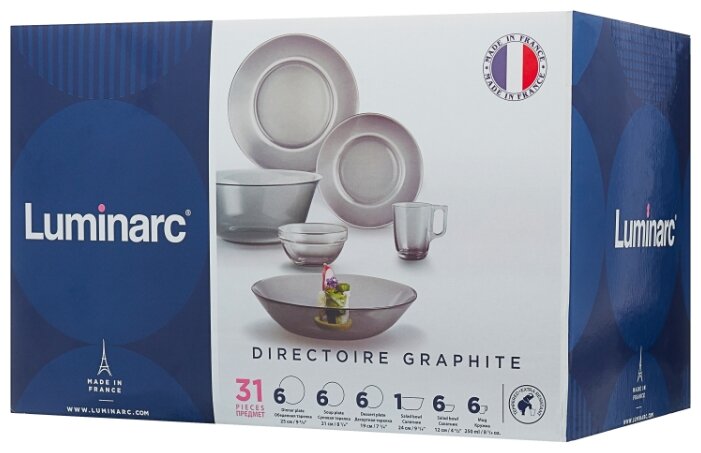 Столовый сервиз Luminarc Directoire Graphit 31 предмет N5771 Столовый сервиз Luminarc Directoire Graphit 31 предмет N5771