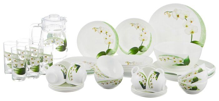 Столовый сервиз Luminarc White Orchid 44 предмета N9430 белый Столовый сервиз Luminarc White Orchid 44 предмета N9430 белый
