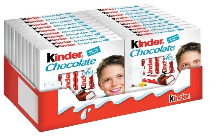 Шоколад Kinder Chocolate молочный, порционный, 1000 г (80 шт.) Шоколад Kinder Chocolate молочный, порционный, 1000 г (80 шт.)