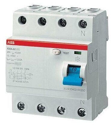 Выключатель дифференциального тока (УЗО) 4п 63А 300мА тип AC F204 ABB 2CSF204001R3630