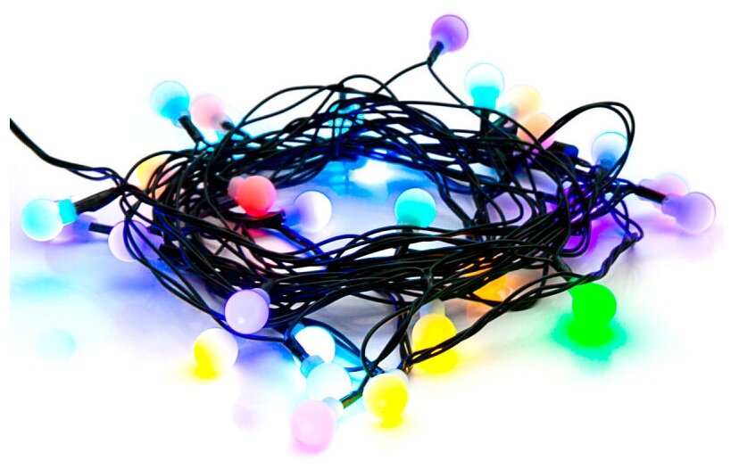 Гирлянда NEON-NIGHT Шарики, 200 LED, 2000 см, 200 ламп, разноцветный/черный провод