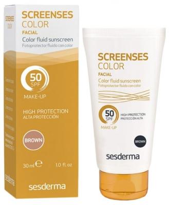 SesDerma флюид Screenses Color Fluid Sunscreen (brown), SPF 50, 50 мл
