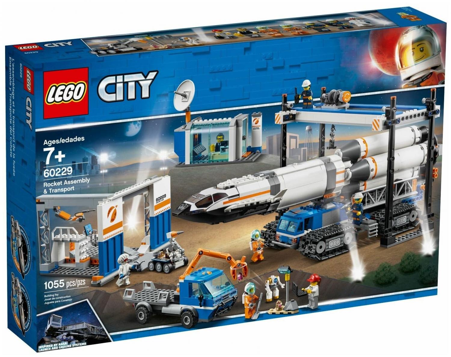 Конструктор LEGO City 60229 Площадка для сборки и транспорт для перевозки  ракеты купить в Москве, СПб, Новосибирске по низкой цене