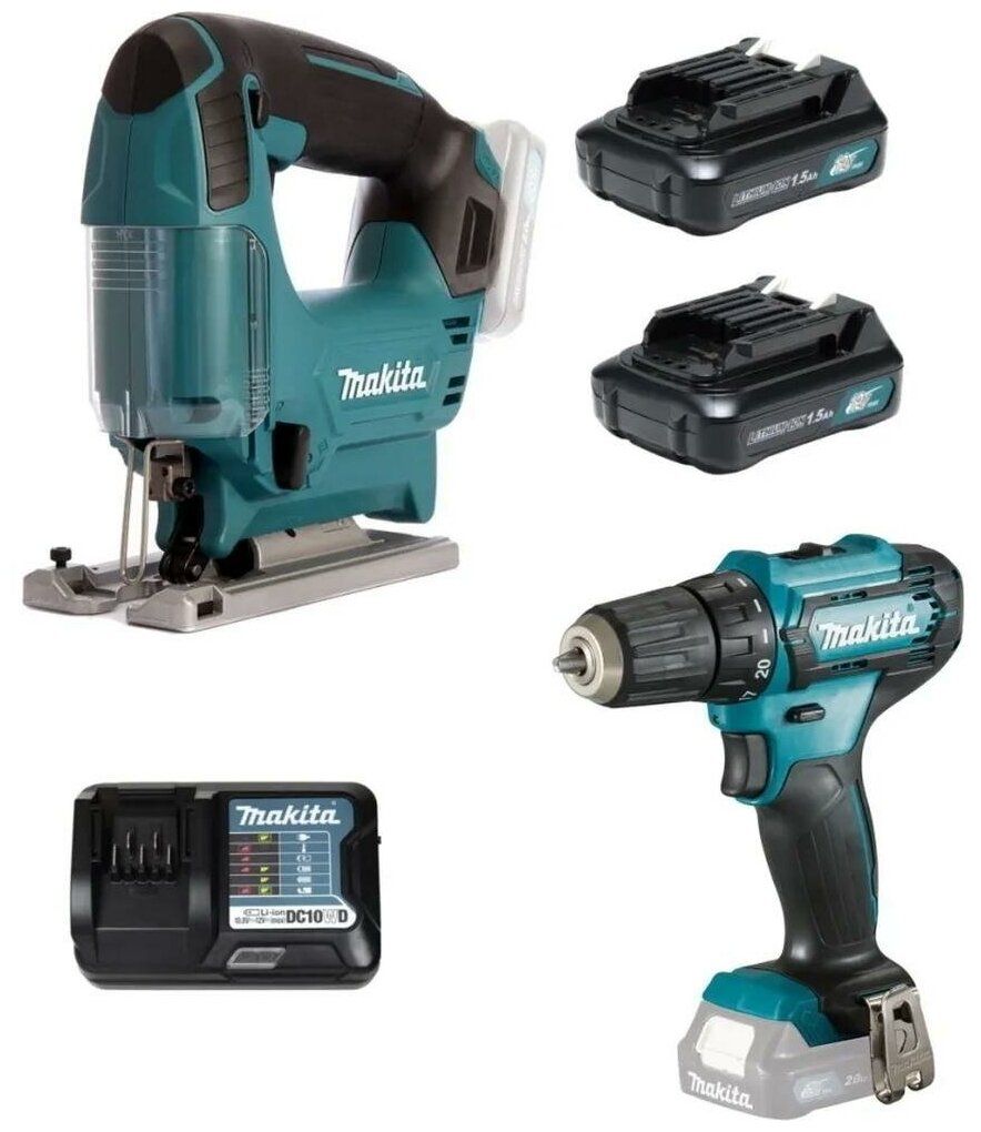 Набор аккумуляторного инструмента Makita CLX237 (лобзик JV101DZ + дрель  DF333DZ + BL1016 2 шт + з/у DC10WD) купить в Москве, СПб, Новосибирске по  низкой цене