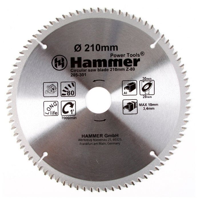 Характеристики Пильный диск Hammer Flex 205-301 CSB AL 210х30 мм - Интернет-магазин WADOO.RU