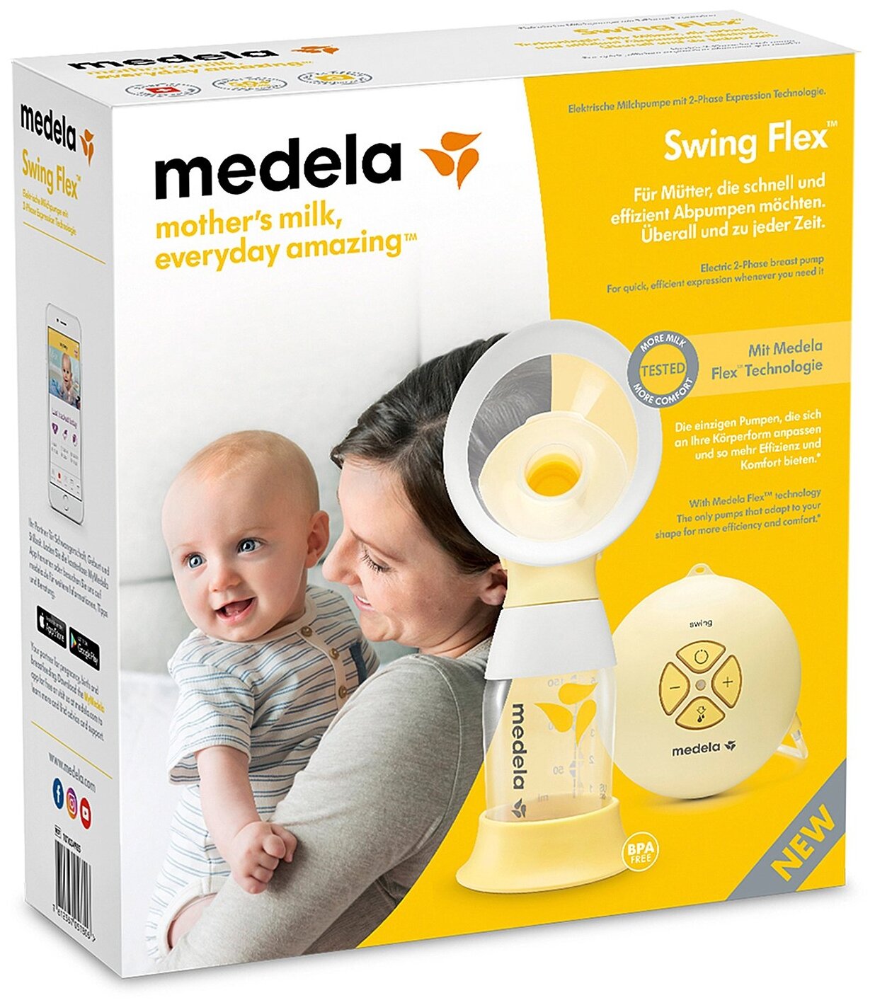 Электрический молокоотсос Medela Swing Flex желтый купить в Москве, СПб,  Новосибирске по низкой цене