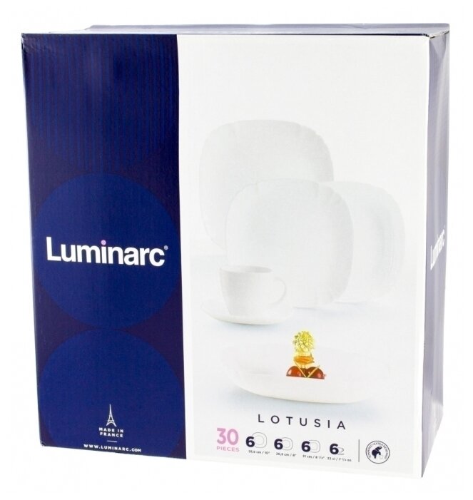 Столовый сервиз Luminarc Lotusia 30 предметов H3902 белый Столовый сервиз Luminarc Lotusia 30 предметов H3902 белый