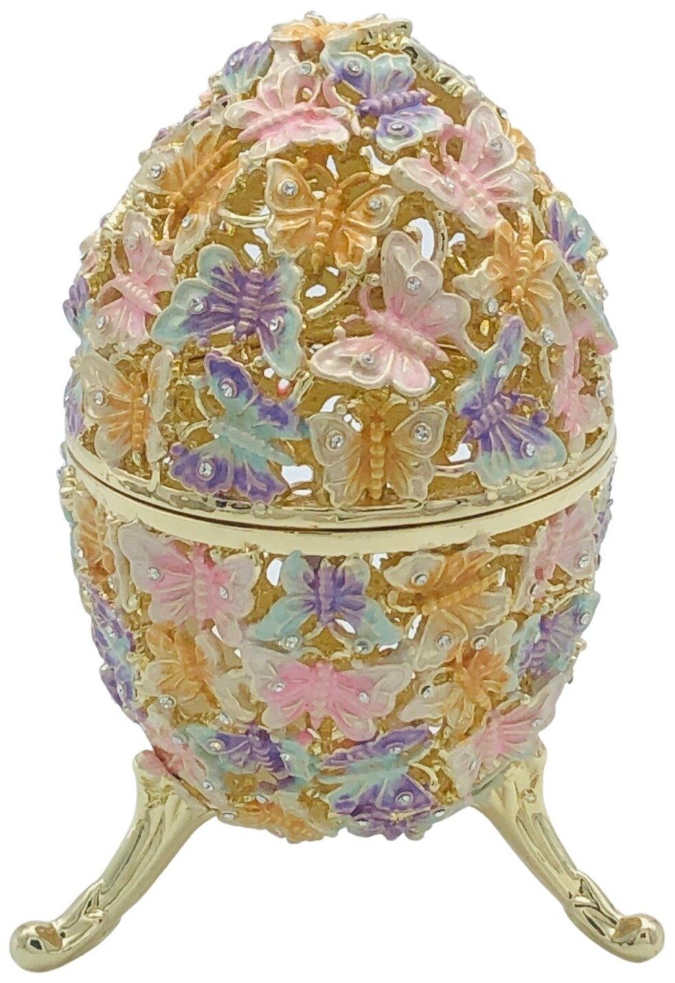 Яйцо пасхальное сувенирное с бабочками в стиле Дом Фаберже (Faberge Easter  Egg). Интерьерная, декоративная, коллекционная универсальная шкатулка для  ювелирных украшений, бижутерии, мелочей, винтаж, пасхальный декор, антик,  сувениры, интерьер, подарки ...