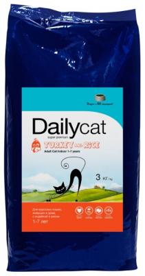 Корм для кошек DailyCat (3 кг) Adult Indoor Turkey & Rice