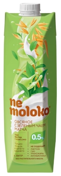 Овсяный напиток nemoloko с зеленым чаем матча 0.5%, 1 л, 12 шт.