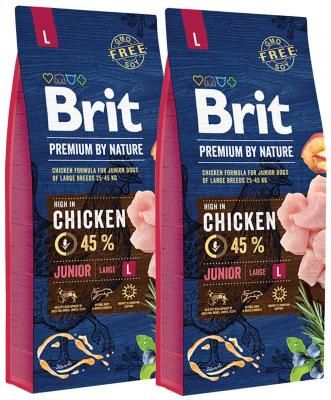 Сухой корм для щенков Brit Premium by Nature, курица 2 шт. х 15 кг (для крупных пород)