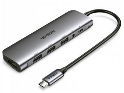 Хаб Ugreen 6в1 3xUSB 3.0 / HDMI / USB-C / Jack 3.5mm 80132