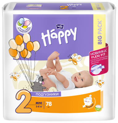 Bella Baby happy подгузники start 2 (3-6 кг) 78 шт.