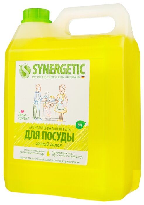 Synergetic Гель для мытья посуды Лимон 5 л сменный блок Synergetic Гель для мытья посуды Лимон 5 л сменный блок