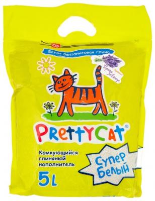 Комкующийся наполнитель PrettyCat Супер Белый с ароматом горной лаванды 5 л/4,2 кг