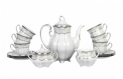 Кофейный сервиз на 6 персон 15 предметов Cmielow "Болеро /Отводка платина /G145" / 163384