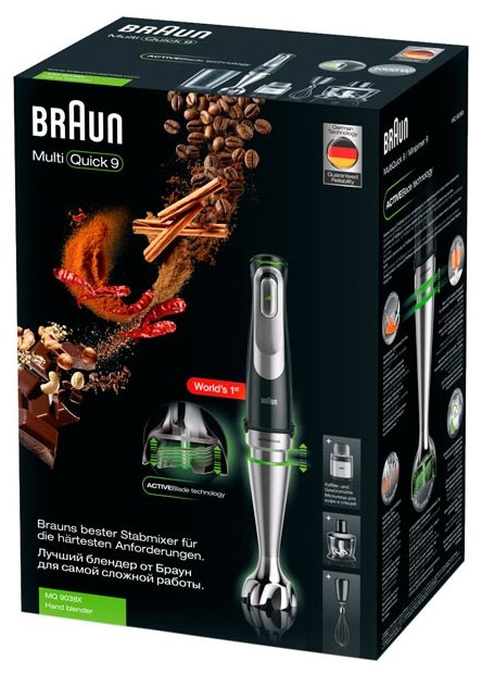 Погружной блендер Braun MQ 9038X Spice+, черный