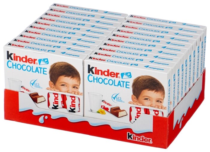 Шоколад Kinder Chocolate молочный, порционный, 1000 г (80 шт.) Шоколад Kinder Chocolate молочный, порционный, 1000 г (80 шт.)