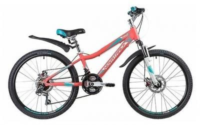 Подростковый горный (MTB) велосипед Novatrack Novara 24 Disc (2019) 11 коралловый (требует финальной сборки)
