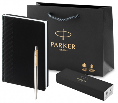 Набор ежедневник и шариковая ручка Parker Jotter Essential Steel GT