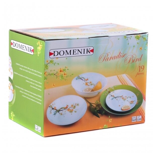 Столовый сервиз Domenik Paradise Bird 19 предметов DM9012 белый/зеленый
