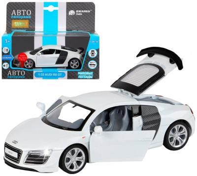 Машинка металлическая ТМ "Автопанорама",1:32 Audi R8 GT, белый, инерция, свет, звук, открывающиеся двери