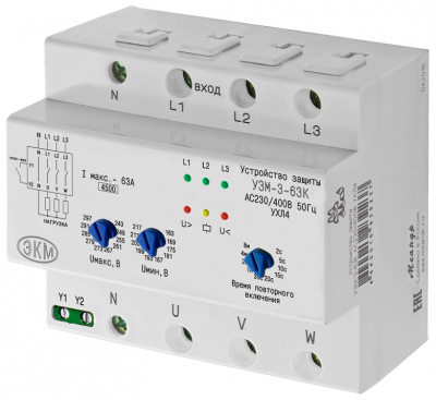 Уст-во защиты УЗМ-3-63К AC230/400B УХЛ4 с/внеш. упр-ем Меандр