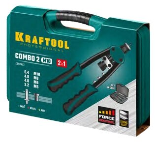 Заклепочник Kraftool двуручный в кейсе Combo2-M10 31181