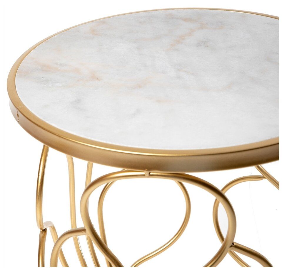 Столик кофейный с белым мрамором Glasar 60x60x45 см