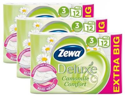 Туалетная бумага Zewa Deluxe Ромашка трёхслойная 3 уп. по 12 рул.