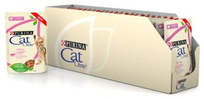 Корм для стерилизованных котят CAT CHOW с ягненком и с кабачком 24шт. х 85 г (кусочки в соусе)