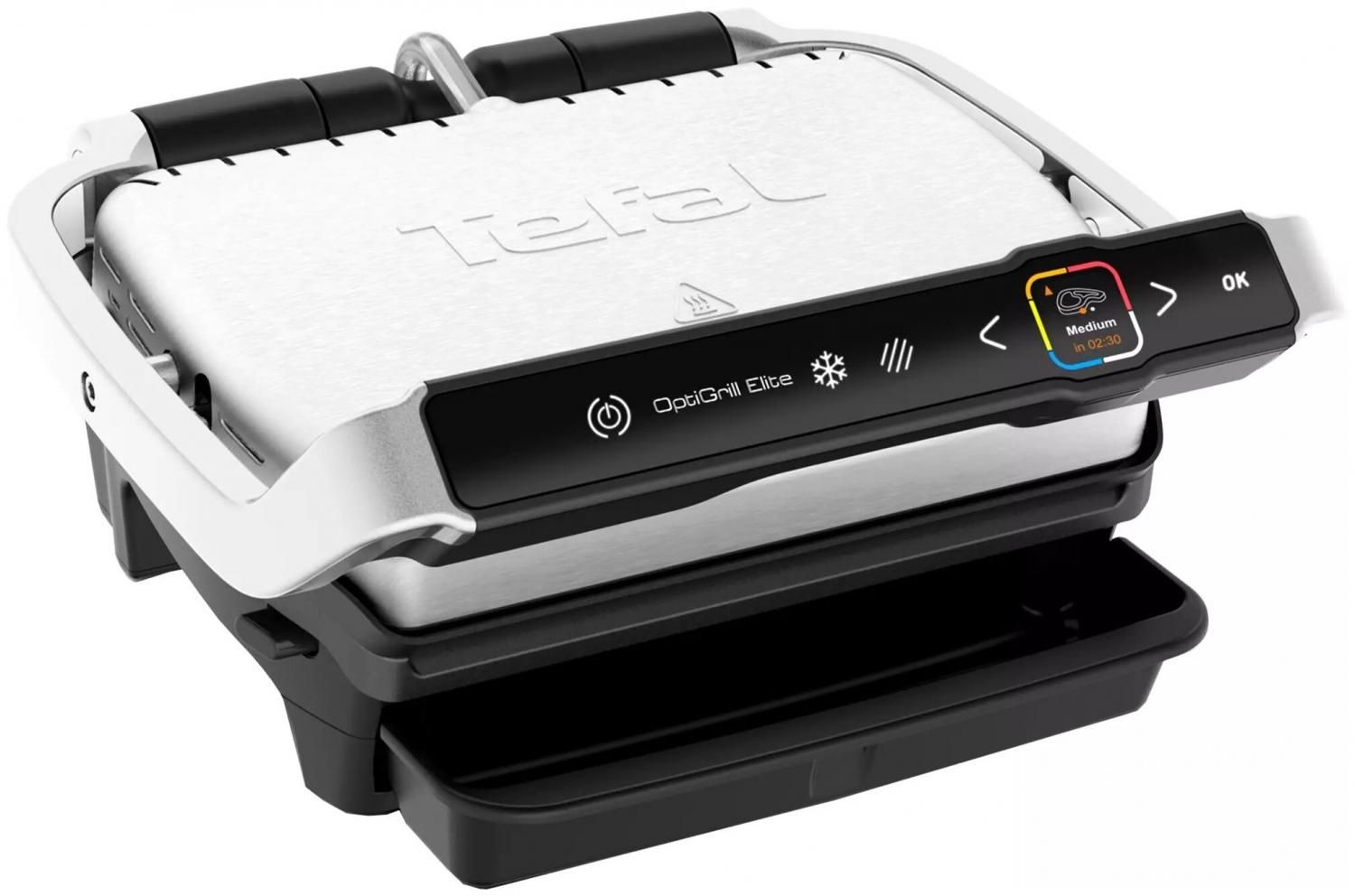 Гриль Tefal Optigrill Elite GC750D30, серебристый/черный купить в Москве,  СПб, Новосибирске по низкой цене