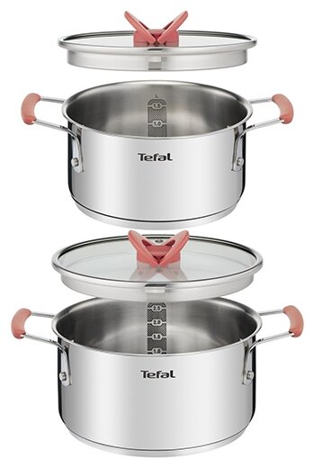 Набор кастрюль Tefal Tefal G720S674 6 пр. серебристый Набор кастрюль Tefal Tefal G720S674 6 пр. серебристый