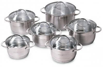 Набор кастрюль 12 предметов Kamille KM-4704S (1.8л, 2х2.3л, 2х3.3л, 5.8л; 7-слойное дно) из нержавеющей стали